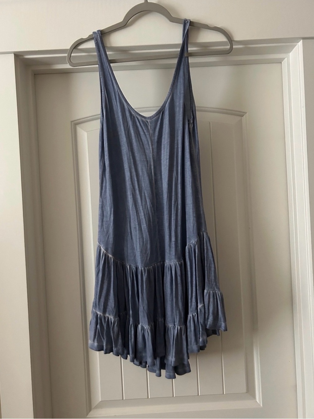 Women's Blue Sleeveless Tiered Slip Dress